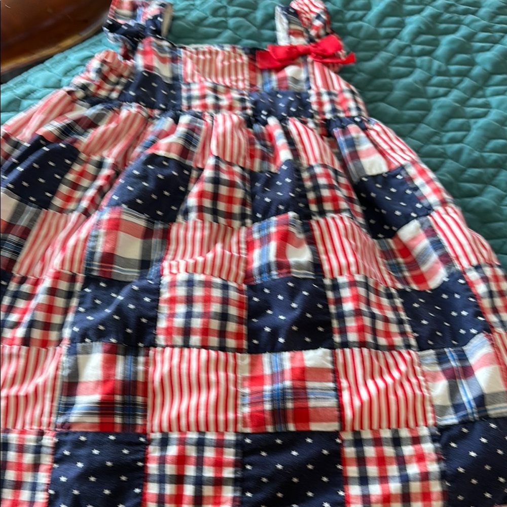 Red and Blue Plaid Patchwork Dress